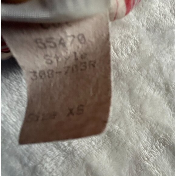 CP Shades Womens XS Striped Button-Up Blouse Cotton/Silk Red/Beige Pleated Hem - Picture 5 of 8